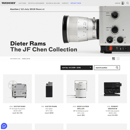 Dieter Rams: The JF Chen Collection, 12 July 2018 &lt; Auctions | Wright: Auctions of Art and Design