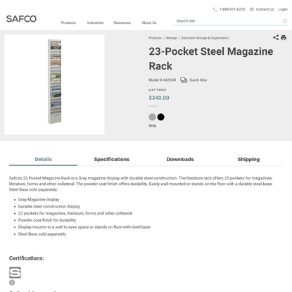 23-Pocket Steel Magazine Rack | Safco Products