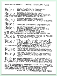 Corita Kent's 10 Rules