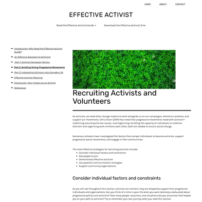 Recruiting Activists and Volunteers | Effective Activist