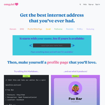 omg.lol - A lovable web page and email address, just for you
