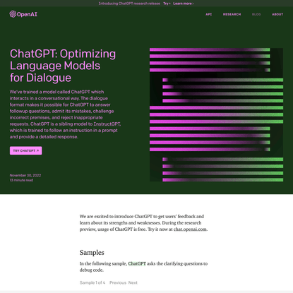 ChatGPT: Optimizing Language Models for Dialogue