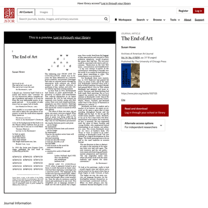  The End of Art on JSTOR 