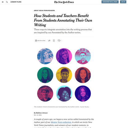 How Students and Teachers Benefit From Students Annotating Their Own Writing - The New York Times