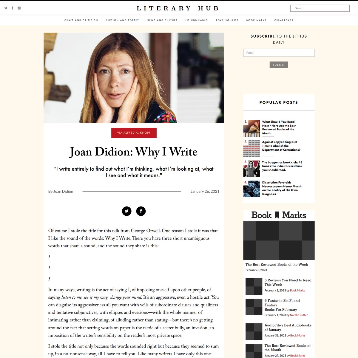 Joan Didion Why I Write — Are.na