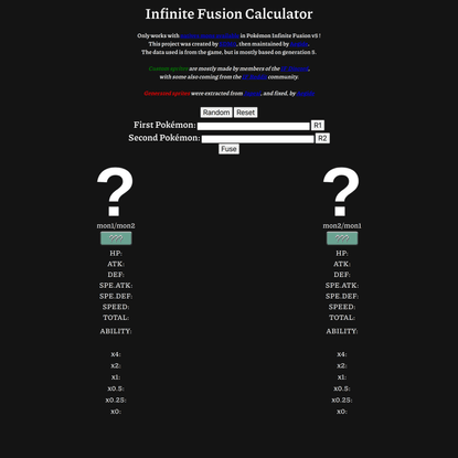 Infinite Fusion Calculator