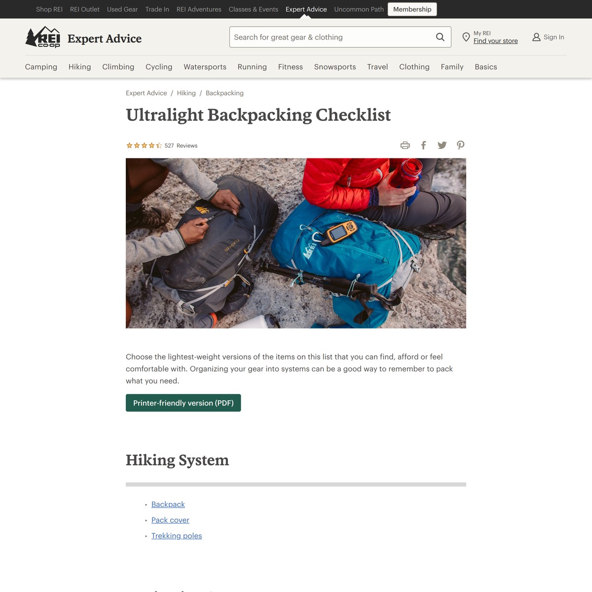 Ultralight Backpacking Checklist REI Coop — Are.na