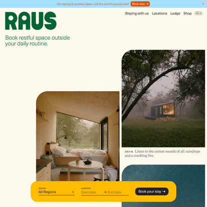 Raus | Smart, sustainable cabins close to your home