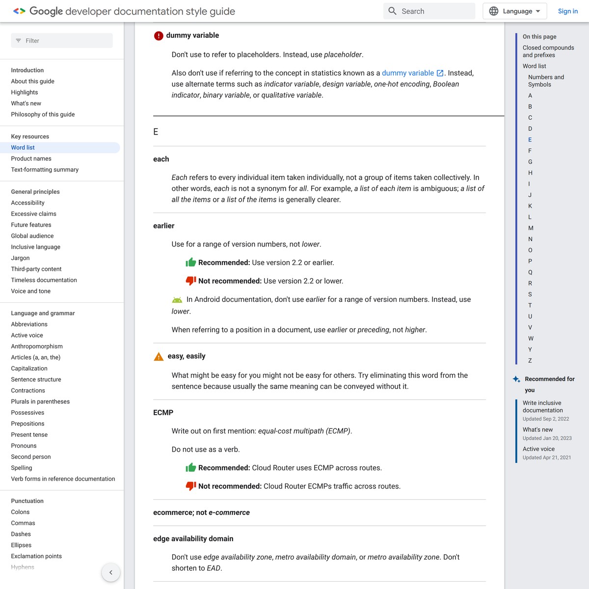 Word list | Google developer documentation style guide | Google ...