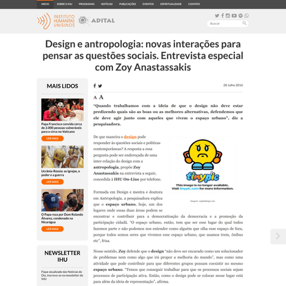 Design e antropologia: novas interações para pensar as questões sociais. Entrevista especial com Zoy Anastassakis