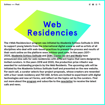 Web Residencies – Akademie Schloss Solitude | Web Art | Schloss-Post