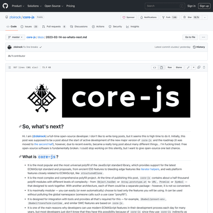 core-js/2023-02-14-so-whats-next.md at master · zloirock/core-js · GitHub