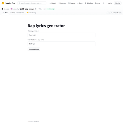 Gpt2 Rap Song generator - a Hugging Face Space by Cropinky