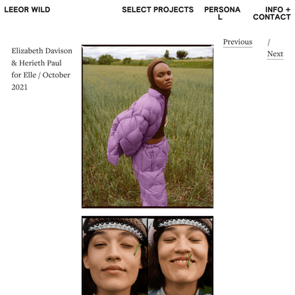 ELIZABETH DAVISON & HERIETH PAUL for ELLE / OCTOBER 2021 — Leeor Wild / Photographer & Director