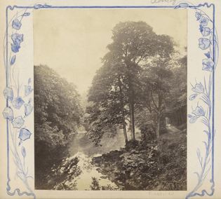Unknown, hand decoration around what may be a photo by Francis Frith of Bolton Abbey, 1850