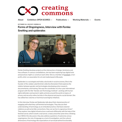 Forms of Ongoingness, Interview with Femke Snelting and spideralex – creating commons