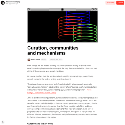 Curation, communities and mechanisms