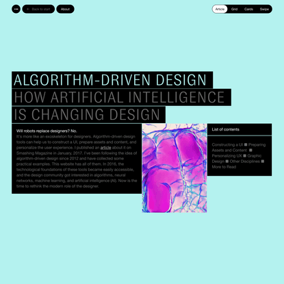 Algorithm-Driven Design — How Artificial Intelligence is Changing Design by Yury Vetrov