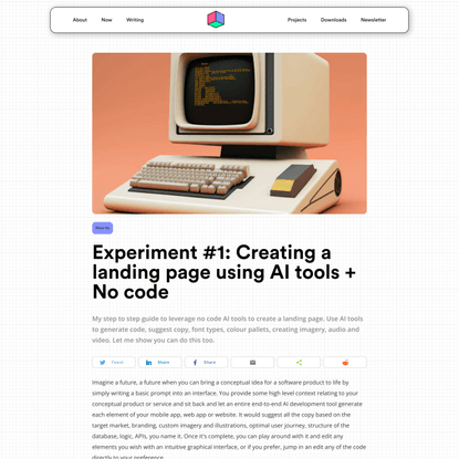 Experiment #1: Creating a landing page using AI tools + No code