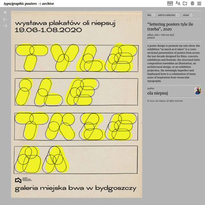 “Lettering Posters Tyle ile trzeba”, 2020, by Ola Niepsuj - typo/graphic posters