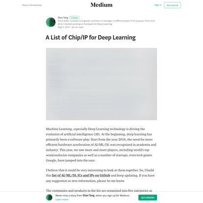 A List of Chip/IP for Deep Learning - Shan Tang - Medium