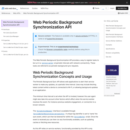 Web Periodic Background Synchronization API - Web APIs | MDN
