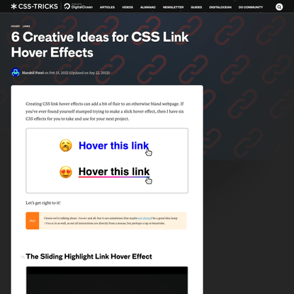 6 Creative Ideas for CSS Link Hover Effects | CSS-Tricks