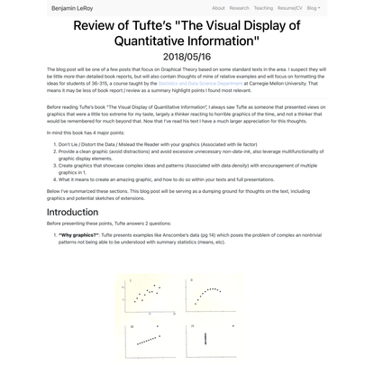 Review of Tufte’s “The Visual Display of Quantitative Information” | Benjamin LeRoy’s Blog