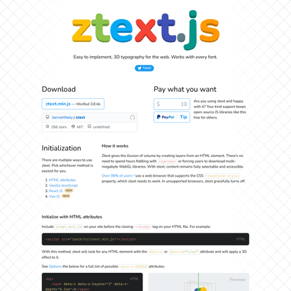 ztext.js | 3D Typography for the Web