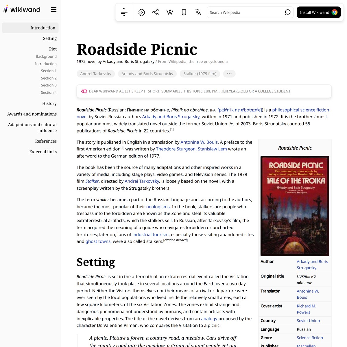 Wikiwand Roadside Picnic — Are.na