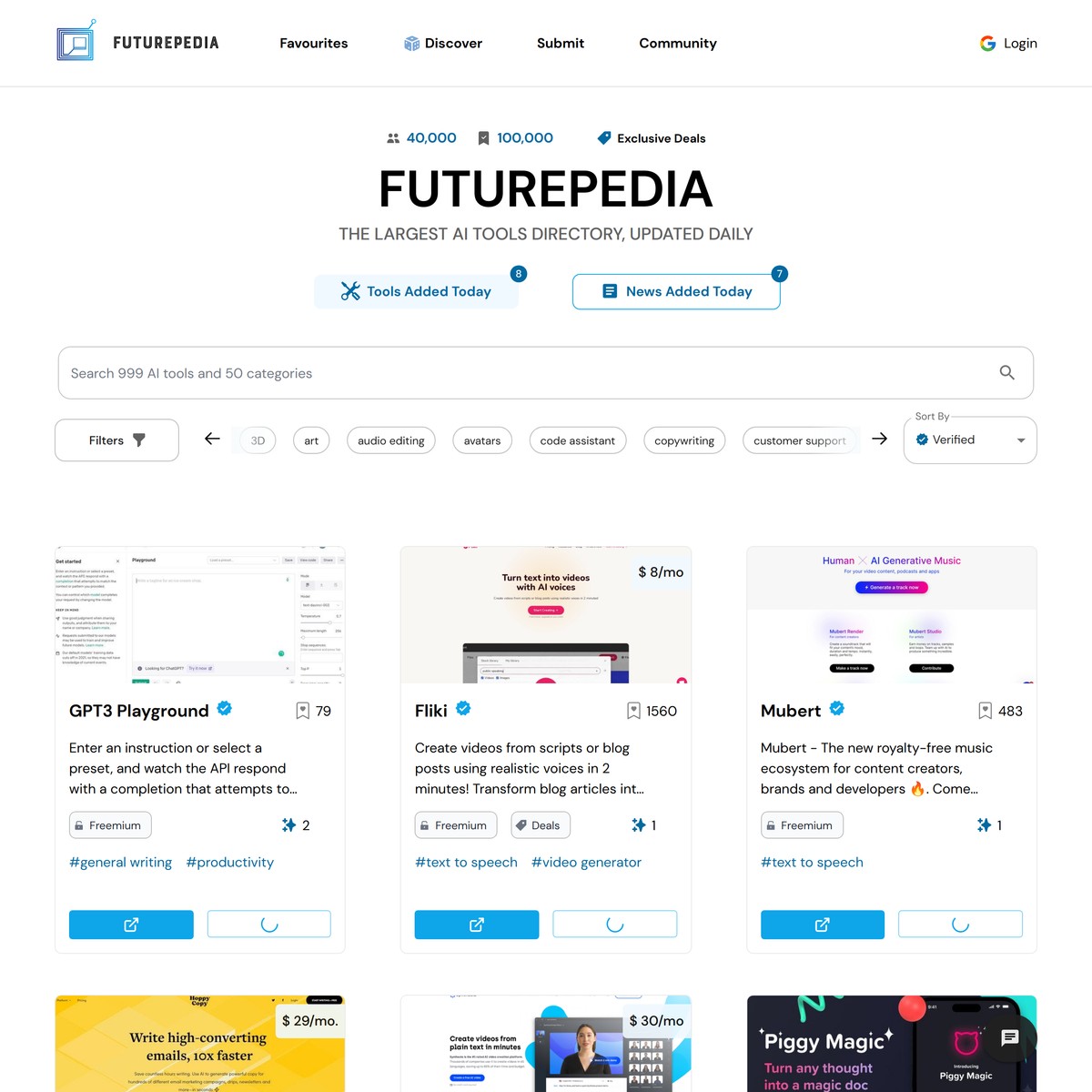 Futurepedia the largest ai tools directory home are na