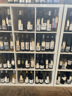 Ikea shelf + tags for wine 
