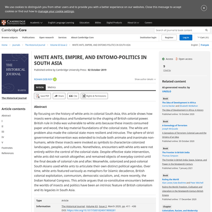 WHITE ANTS, EMPIRE, AND ENTOMO-POLITICS IN SOUTH ASIA | The Historical Journal | Cambridge Core