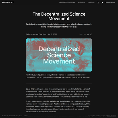 The Decentralized Science Movement | Forefront