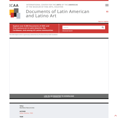 Manifesto Neoconcreto · ICAA Documents Project · ICAA/MFAH