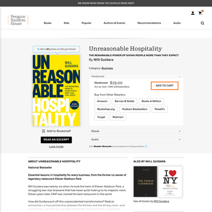 Unreasonable Hospitality by Will Guidara: 9780593418574 | PenguinRandomHouse.com: Books