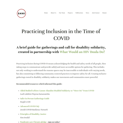 Practicing Inclusion in the Time of COVID — Strategies for High Impact (S4HI)