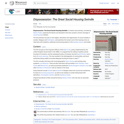 Dispossession: The Great Social Housing Swindle - Wikipedia