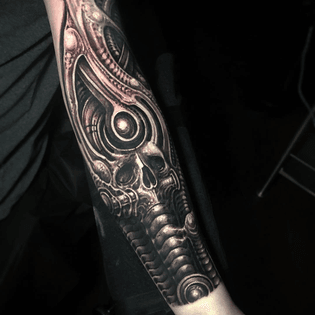 H.R. Giger inspired piece from last week. The client really wanted to have a bio cross. But not have it be so obvious...