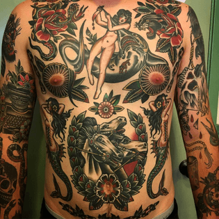 Healed front #tattooed by @pauldobleman on our friend @kevikins