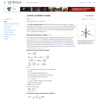 Lorentz oscillator model - Wikipedia