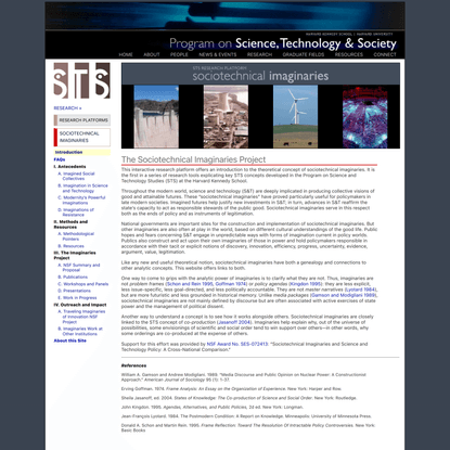 Harvard STS Program » Research » Platforms » Sociotechnical Imaginaries