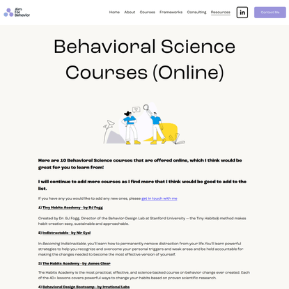 Behavioral Science Courses (Online) — Aim For Behavior