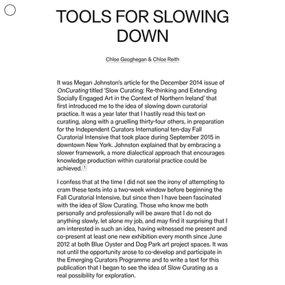 Tools for Slowing Down