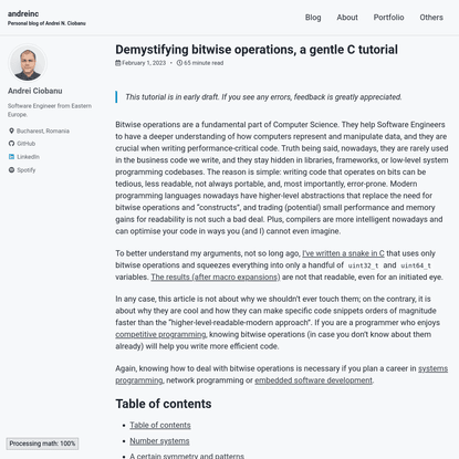 Demystifying bitwise operations, a gentle C tutorial | andreinc