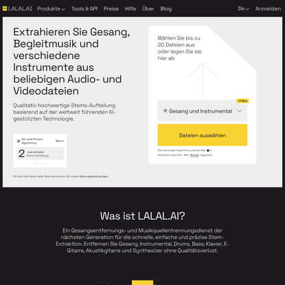 Vocal Remover | Stimme &amp; Instrumental online isolieren | LALAL.AI