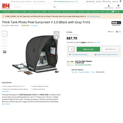 Think Tank Photo Pixel Sunscreen V 2.0 (Black with Gray Trim)
