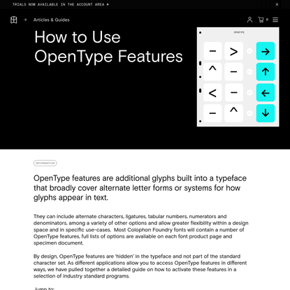How To Use Opentype Features Guide - Colophon Foundry