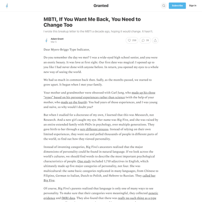 MBTI, If You Want Me Back, You Need to Change Too