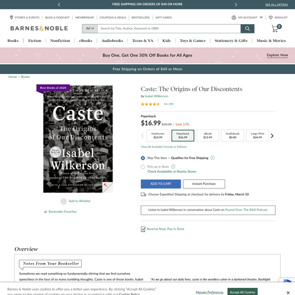 Caste: The Origins of Our Discontents by Isabel  Wilkerson, Paperback | Barnes &amp; Noble®